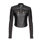 PINKO BIKERJACKE AUS ZWEI MATERIALIEN