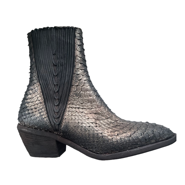 Fauzian Jeunesse Stiefeletten aus laminiertem Gunmetal-Python