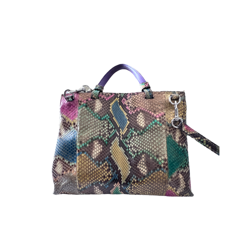 Gucci Multicolor Python Bamboo Daily Top Handle Bag