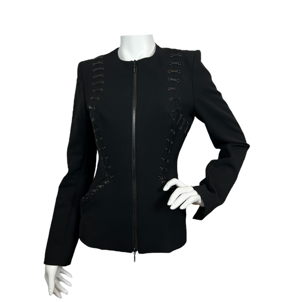 Plein Sud Blazer schwarz mit Ledereinsatz